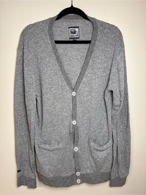 Tobey & Max Cardigan Sz Large Soft Gray Knit Button Front Cozy Layering Sweater